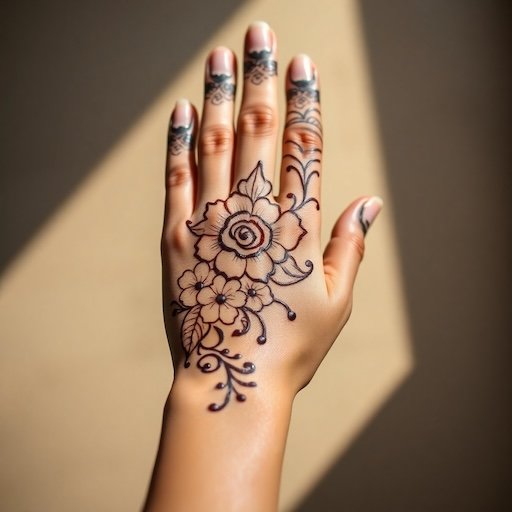 Arabic Back Hand Mehndi Design - Floral