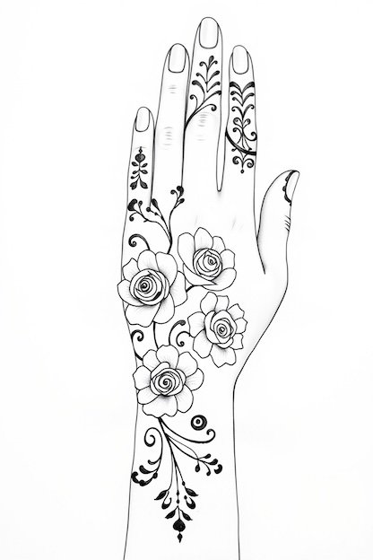 Arabic Back Hand Mehndi Design - Floral