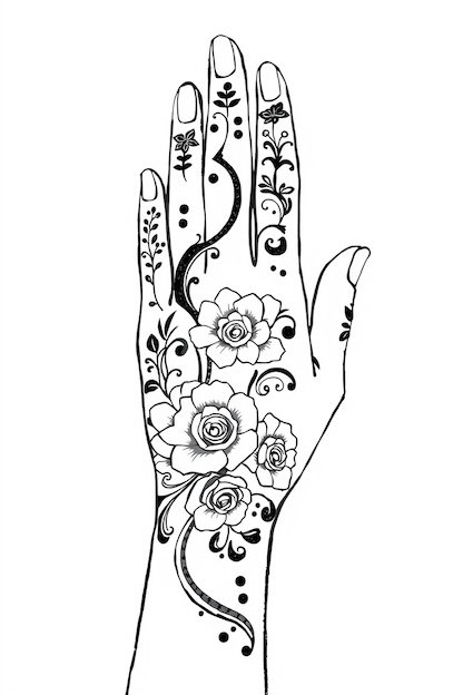 Arabic Back Hand Mehndi Design - Floral