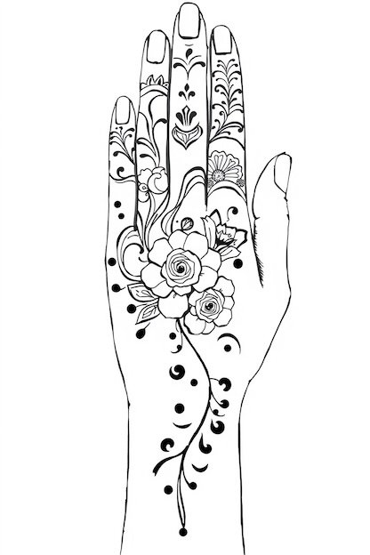 Arabic Back Hand Mehndi Design - Floral