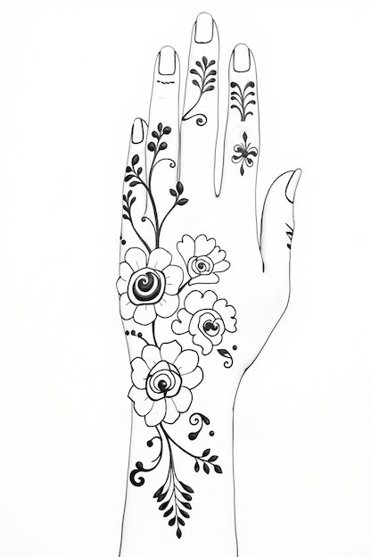 Arabic Back Hand Mehndi Design - Floral