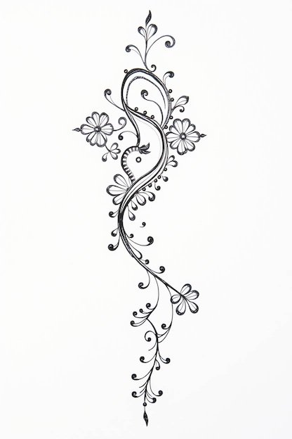 Arabic Full Hand Mehndi Design Black Ink Drawing