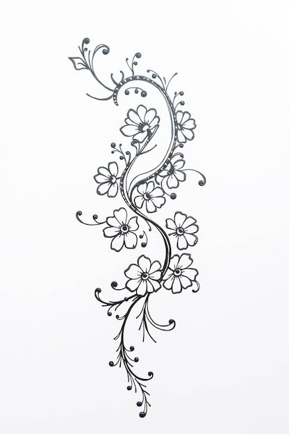 Arabic Full Hand Mehndi Design Black Ink Drawing