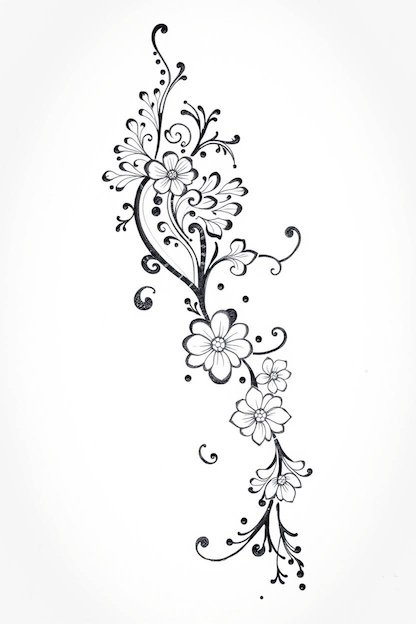Arabic Full Hand Mehndi Design Black Ink Drawing