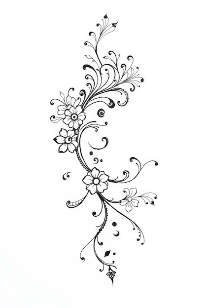 Arabic Full Hand Mehndi Design Black Ink Drawing