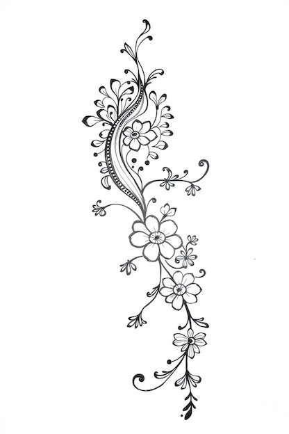 Arabic Full Hand Mehndi Design Black Ink Drawing
