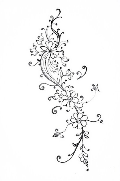 Arabic Full Hand Mehndi Design Black Ink Drawing