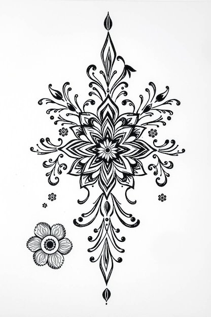 Arabic Full Hand Mehndi Designs - Black Ink Drawing