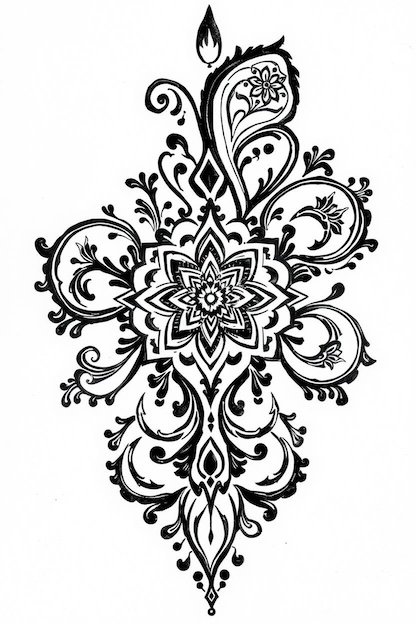 Arabic Full Hand Mehndi Designs - Black Ink Drawing
