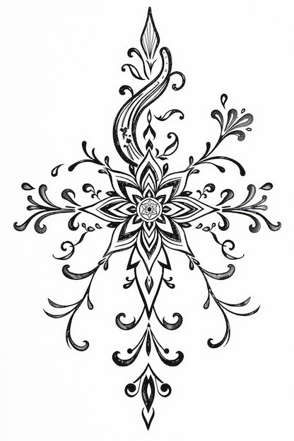 Arabic Full Hand Mehndi Designs - Black Ink Drawing
