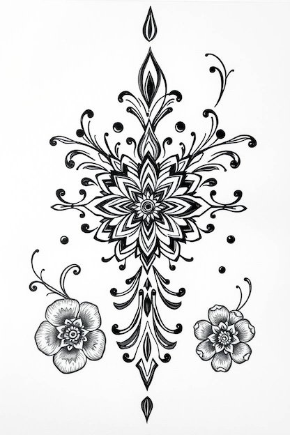 Arabic Full Hand Mehndi Designs - Black Ink Drawing