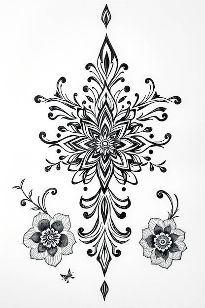 Arabic Full Hand Mehndi Designs - Black Ink Drawing