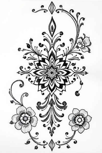 Arabic Full Hand Mehndi Designs - Black Ink Drawing