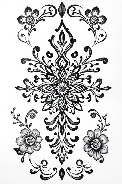 Arabic Full Hand Mehndi Designs - Black Ink Drawing