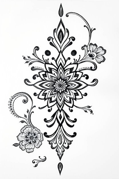 Arabic Full Hand Mehndi Designs - Black Ink Drawing