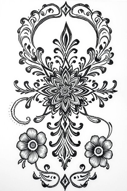 Arabic Full Hand Mehndi Designs - Black Ink Drawing