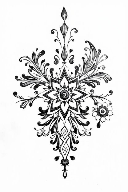 Arabic Full Hand Mehndi Designs - Black Ink Drawing
