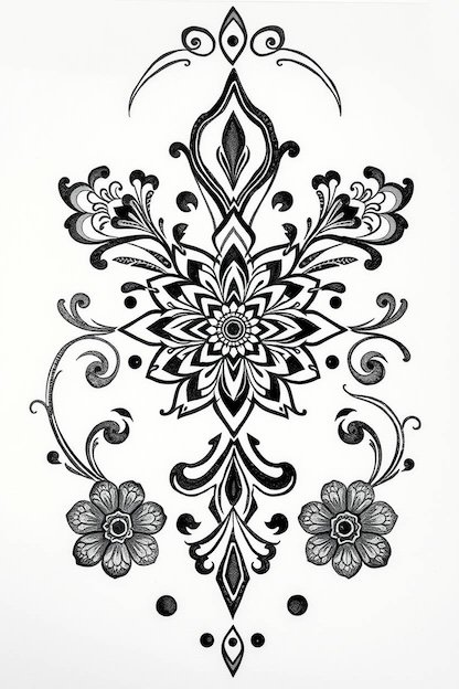 Arabic Full Hand Mehndi Designs - Black Ink Drawing