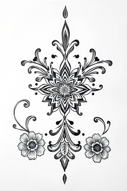 Arabic Full Hand Mehndi Designs - Black Ink Drawing