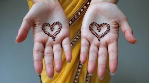 Simple Front Hand Mehndi Design - Hearts